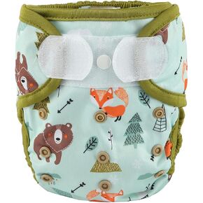 Baby Cloth Diaper Cover Nappy Hook and Loop Double Gusset 6.6lbs to 33lbs (Animal Friends) One Size