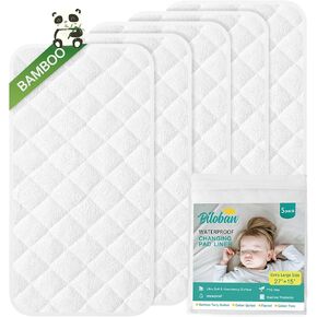 Changing Pad Liner - 5 Pack (Improved Thickness), Superior Bamboo Terry Surface, Waterproof & Absorbent Diaper Changing pad Liners in Saudi Arabia