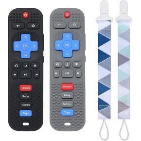 Eascrozn 2 Pack Silicone Baby Teething Toys, Remote Control Shape Teething Toys for Babies 6-12 Months, BPA Free, Soft and Textured Teether Relief Soothe Gums Baby Chew Toys in Kuwait