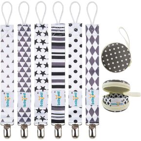 babygoal Baby White Black Pacifier Clips, 3 Pack Pacifier Holder Clips for Boys and Girls Fits for Most Pacifiers and Binkies MP01 in Saudi Arabia