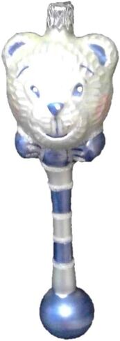 Blue Baby Rattle Glass Ornament 7" in Kuwait