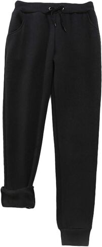 Andongnywell Womens Warm Fleece Pants Sherpa Lined Sweatpants Active Running Joggers Pants in Kuwait