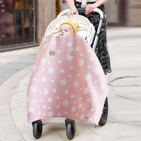 Baby Carseat Canopy, Opening Minky Car Seat Cover for Babies, Star Print Grey Car Seat Canopy Nursing Scarf, Warm Carseat Canopy for Newborn in Saudi Arabia