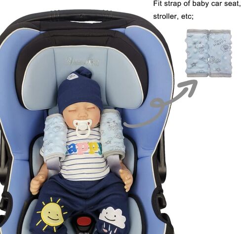 DODO NICI car seat Strap Cover for Baby, seat Belt Cover Cushion, Belt Pads fit Baby Carrier/Pushchair/Stroller, Cozy Peace Dotted Minky, Blue in Saudi Arabia