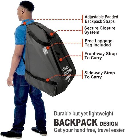 Car Seat Travel Bag for Air Travel - Profaster Airplane Carseat Gate Check Bag Backpack, Fold with Attached Carry Bag, Gray in Saudi Arabia