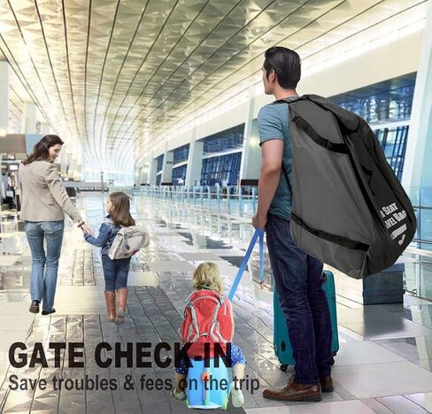 Car Seat Travel Bag for Air Travel - Profaster Airplane Carseat Gate Check Bag Backpack, Fold with Attached Carry Bag, Gray in Saudi Arabia