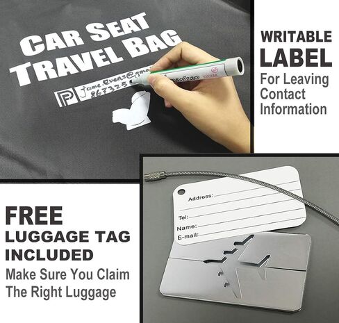 Car Seat Travel Bag for Air Travel - Profaster Airplane Carseat Gate Check Bag Backpack, Fold with Attached Carry Bag, Gray in Saudi Arabia