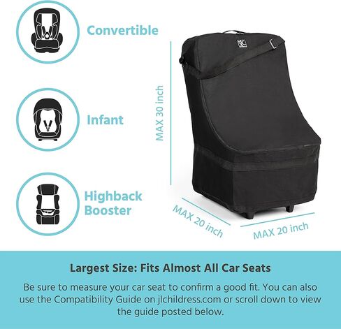 J.L. Childress Universal Side-Carry Car Seat Travel Bag, Black (Pack of 2) in Kuwait