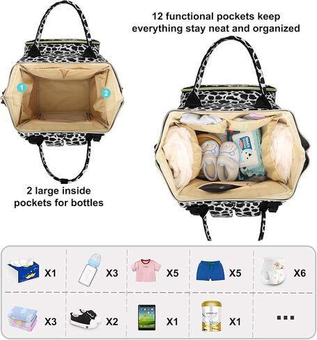Diaper Bag Backpack Multi-Function Baby Bag With Large Capacity and Insulated Pockets Diaper Backpack Organizer Bag for Mom/Dad, Black in Kuwait