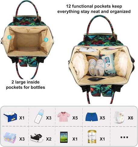 Diaper Bag Backpack Multi-Function Baby Bag With Large Capacity and Insulated Pockets Diaper Backpack Organizer Bag for Mom/Dad, Black in Kuwait