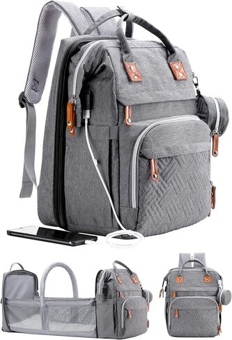 ISMGN Diaper Bag Backpack with Changing Station, Baby Bag for Mom, Grey | Baby Diaper Bag, Large Diaper Bag Backpack, Baby Bags for Boys Girls, Mens Diaper Bag, Diaper Backpack for Women in Kuwait