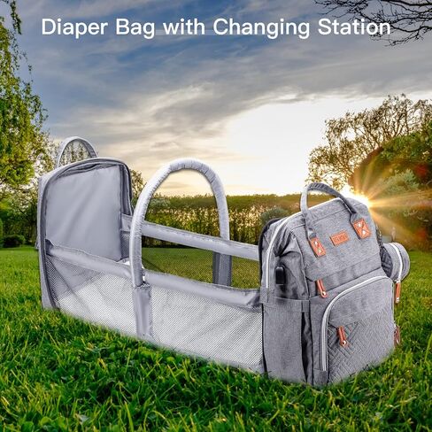 ISMGN Diaper Bag Backpack with Changing Station, Baby Bag for Mom, Grey | Baby Diaper Bag, Large Diaper Bag Backpack, Baby Bags for Boys Girls, Mens Diaper Bag, Diaper Backpack for Women in Kuwait