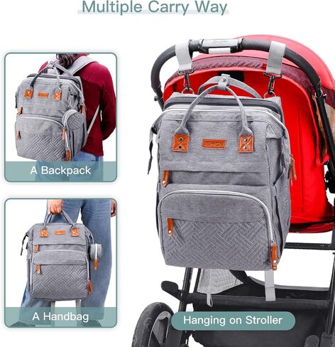 ISMGN Diaper Bag Backpack with Changing Station, Baby Bag for Mom, Grey | Baby Diaper Bag, Large Diaper Bag Backpack, Baby Bags for Boys Girls, Mens Diaper Bag, Diaper Backpack for Women in Kuwait