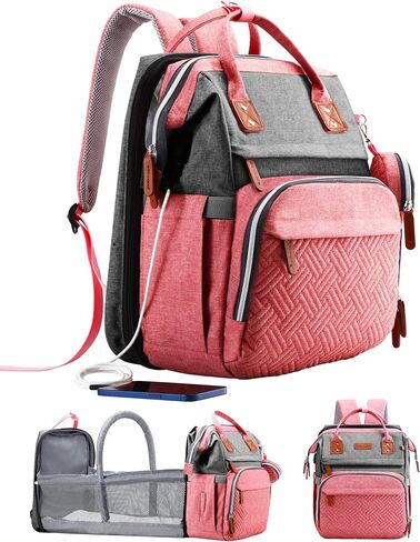 ISMGN Diaper Bag Backpack with Changing Station, Baby Bag for Mom, Grey | Baby Diaper Bag, Large Diaper Bag Backpack, Baby Bags for Boys Girls, Mens Diaper Bag, Diaper Backpack for Women in Saudi Arabia
