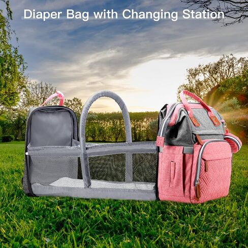 ISMGN Diaper Bag Backpack with Changing Station, Baby Bag for Mom, Grey | Baby Diaper Bag, Large Diaper Bag Backpack, Baby Bags for Boys Girls, Mens Diaper Bag, Diaper Backpack for Women in Saudi Arabia