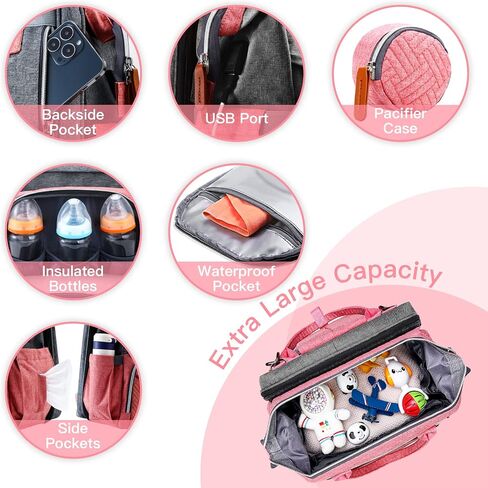 ISMGN Diaper Bag Backpack with Changing Station, Baby Bag for Mom, Grey | Baby Diaper Bag, Large Diaper Bag Backpack, Baby Bags for Boys Girls, Mens Diaper Bag, Diaper Backpack for Women in Saudi Arabia