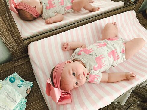 Premium Baby 4 Pack Girl Pure Jersey Machine Washable Pink and White Changing Table Cover – Diaper Changing Pad Cover Sheets in Kuwait
