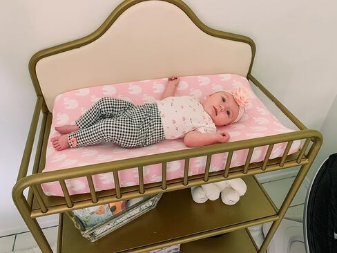 Premium Baby 4 Pack Girl Pure Jersey Machine Washable Pink and White Changing Table Cover – Diaper Changing Pad Cover Sheets in Kuwait