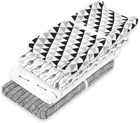 Changing Pad Cover – Baby Changing Pad Covers 4 Pack – Boy or Girl Changing Pad Cover – Pure Jersey Machine Washable Black and White Changing Table Cover – Diaper Changing Pad Cover Sheets in Saudi Arabia