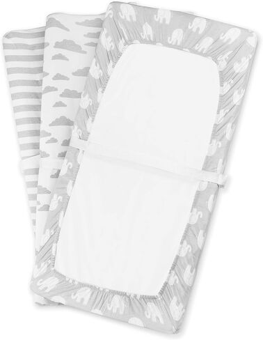 Changing Pad Cover – Premium Baby Changing Pad Covers 4 Pack – Boy or Girl Changing Pad Cover – Pure Jersey Knit Machine Washable Grey and White Changing Table Cover – Diaper Changing Pad Cover Sheets in Saudi Arabia