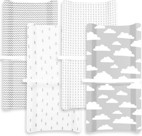 Changing Pad Cover – Premium Baby Changing Pad Covers 4 Pack – Boy or Girl Changing Pad Cover – Pure Cotton Machine Washable Grey and White Changing Table Cover – Diaper Changing Pad Cover Sheets in Saudi Arabia