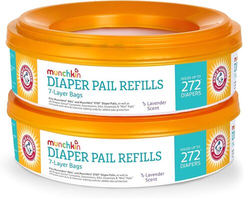 Munchkin Refill Set for STEP and PAIL Diaper Pails - Includes 8 Arm & Hammer Refill Rings and 3 PUCK Baking Soda Cartridges in Saudi Arabia