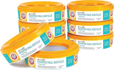 Munchkin Refill Set for STEP and PAIL Diaper Pails - Includes 8 Arm & Hammer Refill Rings and 3 PUCK Baking Soda Cartridges in Saudi Arabia