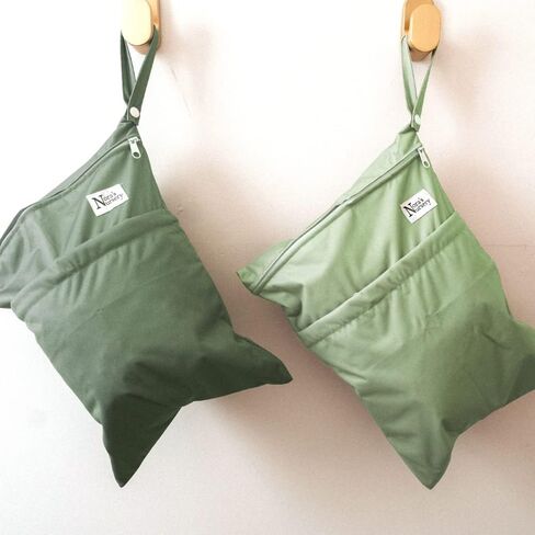 Nora's Nursery Wet Dry Bags with Two Zippered Pockets - Reusable and Washable for Swimming, Travel, Beach, Pool, Daycare, Cloth Diapers, Toiletries, and Wet Swimsuits - 11x15, Garden, 2-Pack in Saudi Arabia