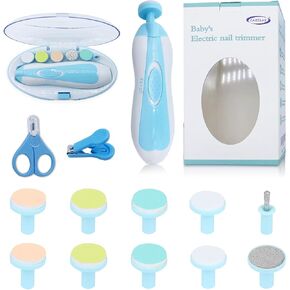 Baby Nail Trimmer File with Light Safe Electric Nail Clippers Kit for Newborn Infant Toddler Kids Toes and Fingernails Care, Polish and Trim Battery Operated (AA) in Kuwait