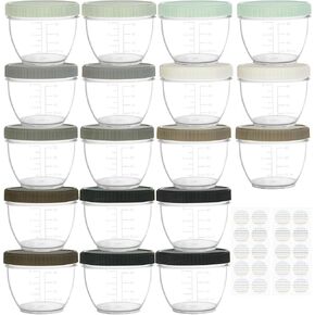 Youngever 18 Sets Baby Food Storage, 4 Ounce Baby Food Containers with Lids, 9 Urban Colors, with Lids Labels in Kuwait