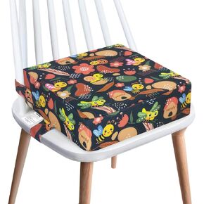 Toddler Booster Seat for Dining Table,4 Inches Washable Double Safer Straps Non-Slip Bottom Booster Seat for Kids, Portable Travel High Density Sponge Detachable Increasing Cushion for Child