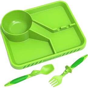 Dinneractive Dining Set For Kids - 3PC Red Firefighter Dinnerware - Fire Truck Utensils - Toddler Plates - Baby Dishes in Saudi Arabia