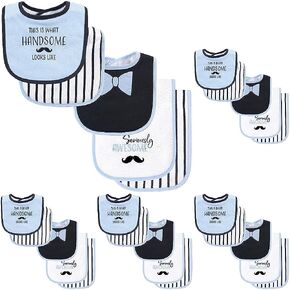 Hudson Baby Unisex Baby Cotton Terry Bib and Burp Cloth Set, Bold Mom Dad, One Size