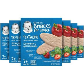 Gerber Strawberry Apple Spinach Teething Wafers, 6 Pack in Saudi Arabia