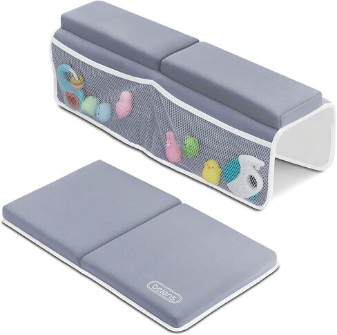 beiens Baby Bath Kneeler and Elbow Rest Pad Set, 1.5-Inch Thick Memory Foam | Quick-dry Non-slip Bathtub Kneeling Pad with 6 Suction Cups and 4 Toy Organizer Pockets for Bathing Babies and Toddlers in Saudi Arabia