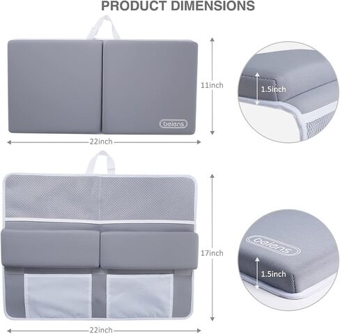 beiens Baby Bath Kneeler and Elbow Rest Pad Set, 1.5-Inch Thick Memory Foam | Quick-dry Non-slip Bathtub Kneeling Pad with 6 Suction Cups and 4 Toy Organizer Pockets for Bathing Babies and Toddlers in Saudi Arabia