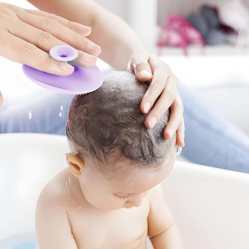 فرشاة استحمام للاطفال من جيكسول بتصميم غطاء مهد للاطفال حديثي الولادة مصنوعة من السيليكون الممتاز لتقشير فروة الراس وتقشير فروة الراس متعددة الوظائف من مستلزمات استحمام الاطفال in Kuwait