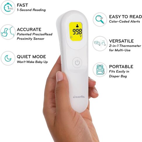 Evenflo PreciseRead Touchless Forehead Thermometer for Adults, Children, Babies, Food and Liquids – Accurate, Fast, No Contact, with Color-Coded Results in Saudi Arabia