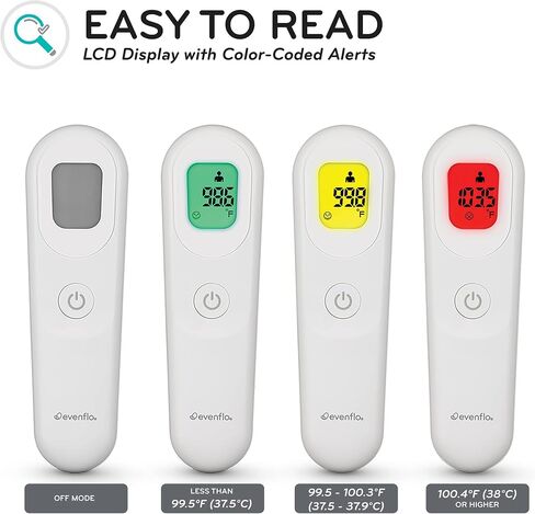 Evenflo PreciseRead Touchless Forehead Thermometer for Adults, Children, Babies, Food and Liquids – Accurate, Fast, No Contact, with Color-Coded Results in Saudi Arabia
