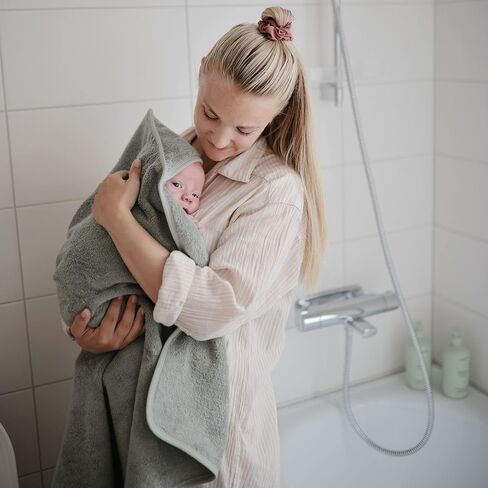 mushie Baby Hooded Towel | Organic Cotton (Pearl) in Saudi Arabia