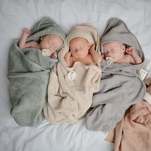 mushie Baby Hooded Towel | Organic Cotton (Pearl) in Saudi Arabia