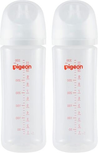 Pigeon PP Nursing Bottle Wide Neck, Streamlined Body, Natural Feel, Easy to Clean, 11.2 Oz (Pack of 3), includes 3pcs L Nipples (6m+) in Saudi Arabia