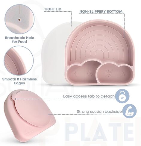 BPA-Free Non-Toxic Silicone Baby Feeding Set – Suction Plate, Bowl, Bib & Cup – 11-Piece Baby Led Weaning Set for Ages 6-18 Months – Eco Gift Bag (Rose Pink) in Saudi Arabia
