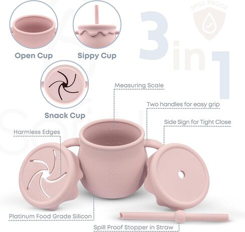 BPA-Free Non-Toxic Silicone Baby Feeding Set – Suction Plate, Bowl, Bib & Cup – 11-Piece Baby Led Weaning Set for Ages 6-18 Months – Eco Gift Bag (Rose Pink) in Saudi Arabia