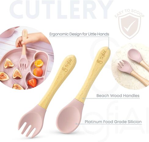 BPA-Free Non-Toxic Silicone Baby Feeding Set – Suction Plate, Bowl, Bib & Cup – 11-Piece Baby Led Weaning Set for Ages 6-18 Months – Eco Gift Bag (Rose Pink) in Saudi Arabia