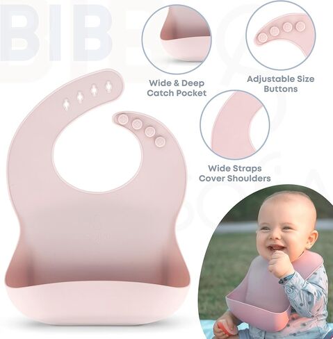 BPA-Free Non-Toxic Silicone Baby Feeding Set – Suction Plate, Bowl, Bib & Cup – 11-Piece Baby Led Weaning Set for Ages 6-18 Months – Eco Gift Bag (Rose Pink) in Saudi Arabia