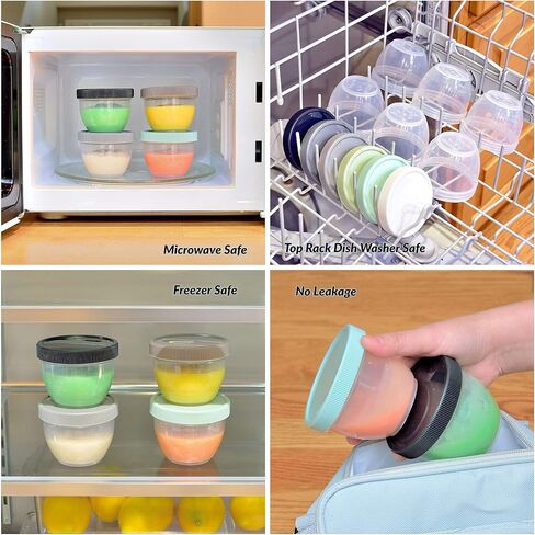 Youngever 18 Sets Baby Food Storage, 4 Ounce Baby Food Containers with Lids, 9 Urban Colors, with Lids Labels in Saudi Arabia