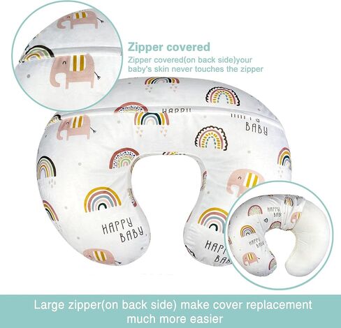 OWLOWLA 2Pack Nursing Pillow Cover Breastfeeding Slipcover Fit Naked Pillow | Soft Breathable Minky Fabric,Fits Original Pillows,Cover Only,Machine Washable,Gift for Baby Boys Girls,White&Khaki in Saudi Arabia