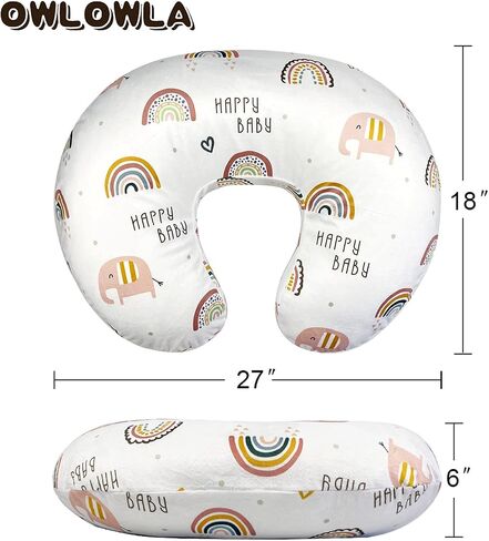 OWLOWLA 2Pack Nursing Pillow Cover Breastfeeding Slipcover Fit Naked Pillow | Soft Breathable Minky Fabric,Fits Original Pillows,Cover Only,Machine Washable,Gift for Baby Boys Girls,White&Khaki in Saudi Arabia