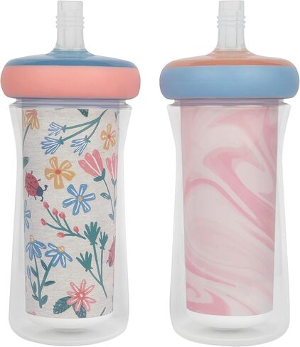 The First Years Bluey Insulated Straw Cup - Diswasher Safe Sippy Cups - Kids Water Bottles - 9 Oz - 2 Count - Ages 9 Months and Up in Saudi Arabia